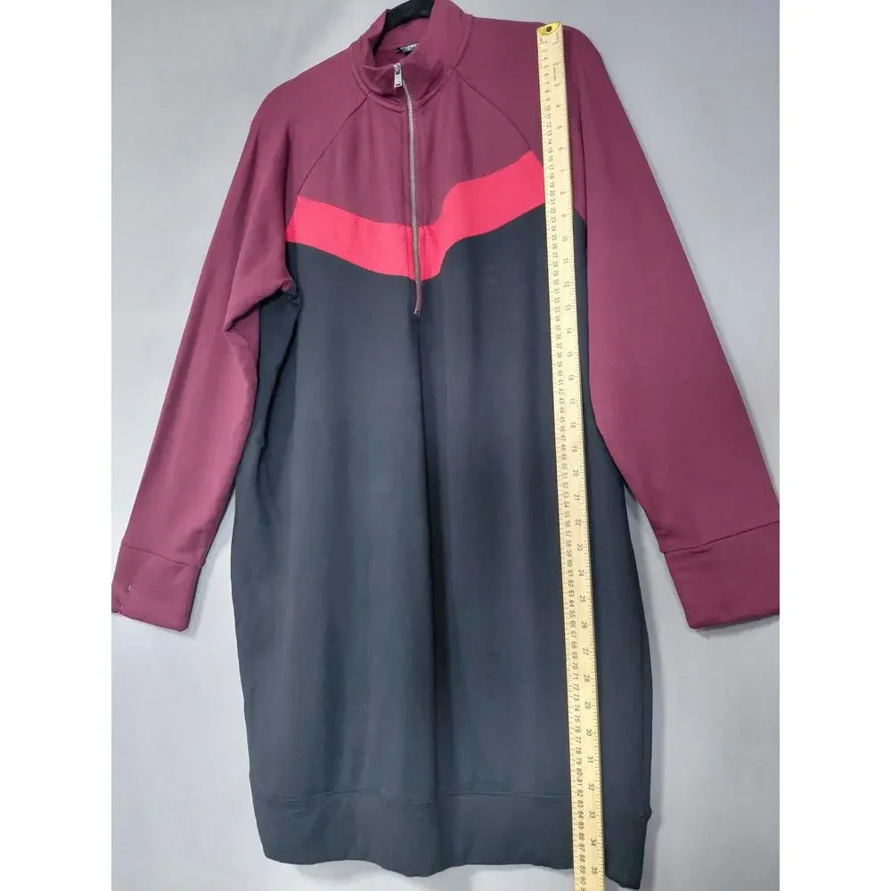 EXPRESS Black Red Colorblock Knit Full Zip Long Sleeve Size M